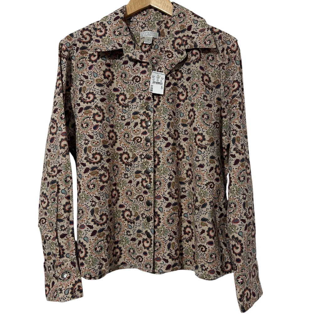 Nwt Christopher & Banks Linen Bld Top Womens Size Xl Button Up Paisley Autumn — image 6 of 6